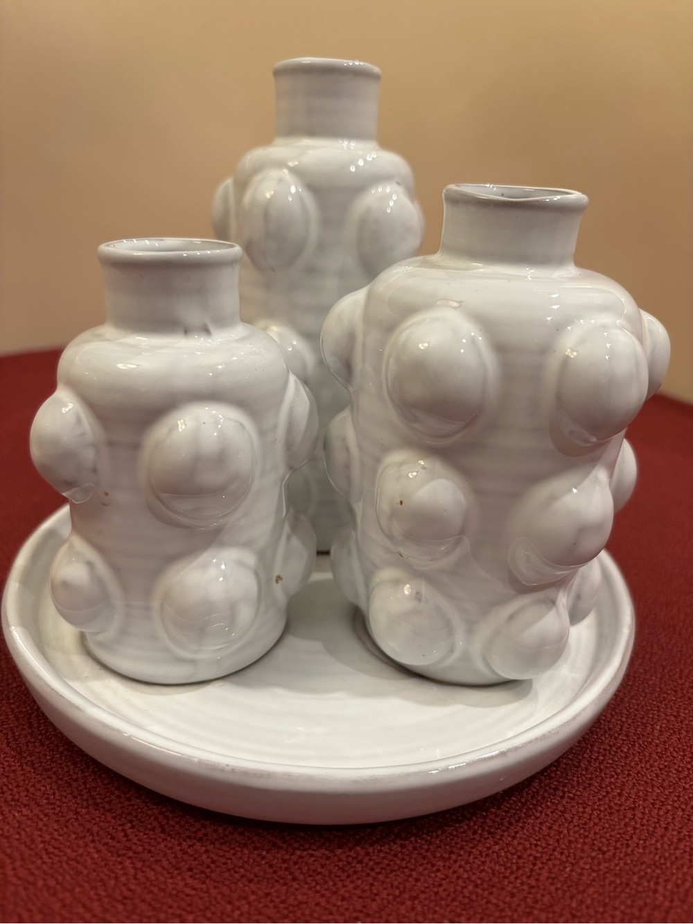 Mud Pie Beaded Triple Vase; 5 1/2" x 6” Dia.  NWOT!